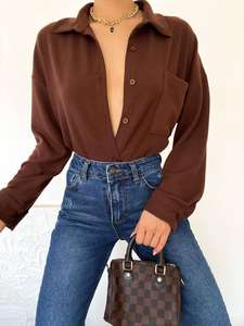 Vestido camisero de gran tamaño para mujer, Vestido camisero de manga larga azul informal de alta calidad, ropa de mujer, camisas largas - Product Image 5