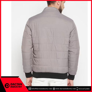 Chaqueta bomber de vuelo de lona de poliéster 100% de alta calidad de estilo callejero para hombre con cuello levantado plateado-Suministro a granel al por mayor - Product Image 4
