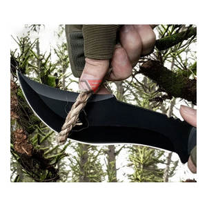 Cuchillo de Caza de Acero de Damasco con Hoja Fija Personalizado para Campismo al Aire Libre, Mango de Madera de Ébano de Grado Industrial, Garantía OEM de 3 Años - Product Image 4