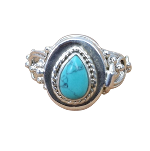 Tendencia 925 plata esterlina turquesa piedra preciosa anillo joyería hecha a mano plata estilo bohemio anillo joyería para mujeres regalo para niñas - Product Image 1