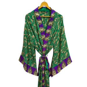 Camisa de Playa, Kimono de Seda para Mujer, Multicolor, Suave, Ropa de Casa, Blusa de Seda Multicolor, Kimono Corto Tipo Túnica - Product Image 1