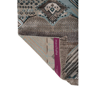 พรมไหมไผ่ผสมขนสัตว์ถักมือสีน้ำเงินแมนชาฮ่า หนา 10 มม. ลายเรขาคณิตนามธรรม สำหรับบ้าน ห้องโถง รูปทรงสี่เหลี่ยมผืนผ้า รุ่น-Les-2805 - Product Image 5