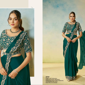 คอลเลกชันส่าหรีดีไซเนอร์หนึ่งนาทีสำหรับปาร์ตี้เสื้อผ้าอินเดียและปากีสถาน - Product Image 1