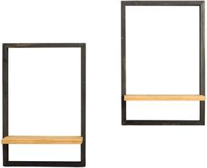 Modern Metal Wall Shelf with Wooden Base Floating Wall Mounted Display Shelf <b>Decorative</b> Wall Storage Shelf for Living Room - Product Image 1