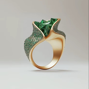 Anillos de Diamantes de Moda con Corte de Diamante Verde Intenso Cultivado en Laboratorio, Chapados en Plata de Ley 925, Certificados por IGI - Product Image 1