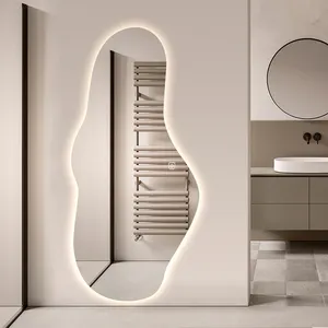 Specchi da pavimento a parete a figura intera decorazione forma irregolare casa corpo decorativo moderno curvo grande specchio