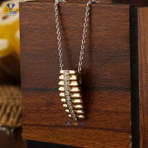 Colgante de diamante de corte redondo TDW 0.178 con cadena de oro amarillo de 18 quilates para compromiso regalo de boda Labgrown HPHT/CVD Joyería de diamantes - Product Image 2