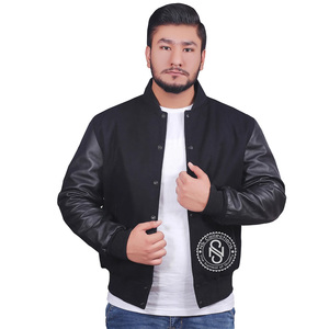 Men's Best Quality Adjustable Letterman Varsity <b>Canvas</b> <b>Jacket</b> Unique Design Stand Collar Winter Pattern Front Logo Finished - Product Image 4