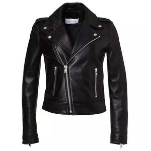 VESTE EN CUIR NOIR TIMELESS POUR FEMME - Product Image 5