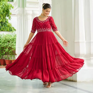 Elegante Vestido Moderno con Bordado de Cuentas de Imitación para Fiestas, Fabricante y Proveedor de Surat a Precio de Mayoreo - Product Image 1