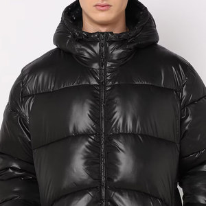 Blouson matelassé vintage personnalisé de qualité pour homme, col montant, écologique, design imperméable brillant effet bulle, idéal pour l'hiver, emballage soigné - Product Image 5