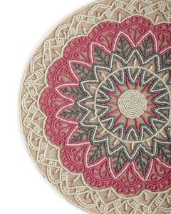 แผ่นรองบนโต๊ะทำจากปอกระเจาประดับลูกปัดสีชมพูงานตัดเย็บแบบทำงานสำหรับห้องรับประทานอาหารงานแต่งงานและข้างเตียง-แผ่นและเสื่อที่ดีที่สุด - Product Image 6