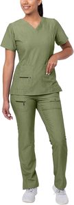 Ensembles de gommage en tissu ultra doux Médecin Infirmière Hôpital Médical Joggers chirurgicaux Top à col en V Logo personnalisé Vente en gros Uniformes en coton - Product Image 5