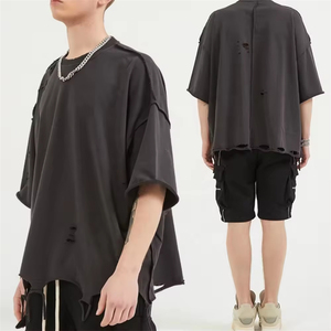 เสื้อยืดผ้าฝ้าย100% แบบกำหนดเองสำหรับผู้ชายเสื้อยืดแฟชั่นแนวสตรีทเสื้อยืดลำลองและทรงหลวมออกแบบได้ตามต้องการ - Product Image 5