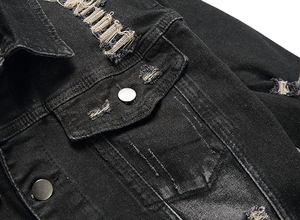 แจ็กเก็ตบอมเบอร์ผ้ายีนส์สำหรับทุกเพศฤดูใบไม้ผลิลายพรางด้านหน้าออกแบบได้ตามต้องการ - Product Image 5