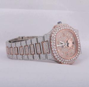 Montre-bracelet de luxe pour homme, style hip-hop, diamant moissanite, clarté VVS, mouvement à quartz ETA, acier inoxydable, fabrication artisanale - Product Image 2