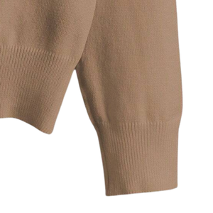 Womens Solid Beige Knit <b>Cardigan</b> <b>Sweater</b> Long Sleeve Button Front Round Neck Casual Chic Tops For Office Daily Wear Easy Style - Product Image 5