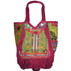 Traditional Ethnic Large Capacity Cotton <b>Bag</b> with Vintage Style Embroidery and Mirror <b>Work</b> for Boho Fashion Lovers and Parties - Product Image 6