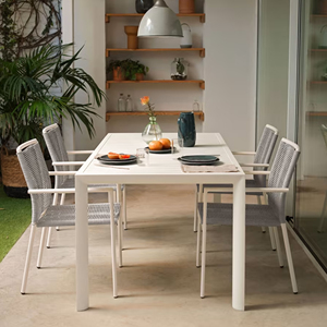 Ensemble d'extérieur Table à manger en aluminium avec chaise en corde Meilleur style-Kanaka - Product Image 1