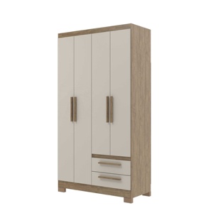 Armoire de style moderne NOUVEAU AMETISTA 4 portes 2 tiroirs pour chambre à coucher en aggloméré bois/cristal, design brésilien, couleur céramique - Product Image 2
