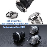 Interrupteur à bouton-poussoir verrouillable 19 mm avec LED blanche 12 V CC 1NO1NC SPDT, prise de câblage marine à piston