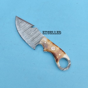 Cuchillo de caza de acero de Damasco hecho a mano de la mejor calidad, cuchillo de hoja de Damasco con funda de cuero, cuchillos japoneses - Product Image 4