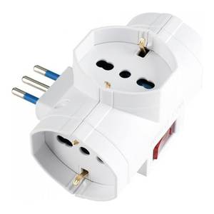 Adaptateur de prise électrique avec interrupteur 3 prises 2P+T 16A (italien et allemand) Multiprise PP2385 Blanc - Product Image 1