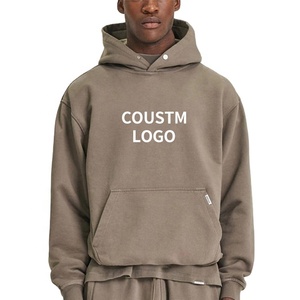 Pull à capuche épais 100% coton de qualité luxueuse pour hommes Impression bouffante Streetwear d'hiver surdimensionné Brodé sur mesure - Product Image 1