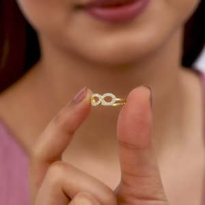 แหวนทองสง่างามไร้ขอบเขตเครื่องประดับแฟชั่นที่มีรูปแบบนิรันดร์ชุบโรเดียมชุบทองโรเดียมชุบทอง - Product Image 1