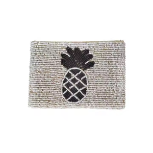 Monedero hecho a mano de lujo con cuentas de lunares blancos y negros con mini cremallera hermosa nueva artesanía bordada y costura India - Product Image 6