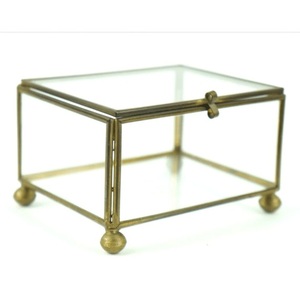 Caja de almacenamiento para joyería, marco de vidrio y Metal de latón macizo con tapa, collar, pendientes y brazaletes de calidad Premium para Decoración - Product Image 3