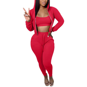 Ensembles de survêtements pour femmes en gros, pièces d'usine, sweats à capuche décontractés, hauts courts et pantalons longs à taille haute à manches longues - Product Image 4