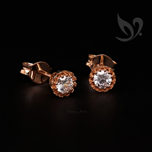 Pendientes de Diamante Solitario de 5 mm Creado en Laboratorio |   Elegante Anillo de Plata de Ley con Corte Brillante y Cierre de Presión |   Boda Nupcial para Mujer - Product Image 6