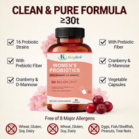 Probiotique végétal pour femmes 50 milliards d'UFC + Fibres prébiotiques et D-Mannose naturel - Favorise une digestion saine et une fonction immunitaire optimale