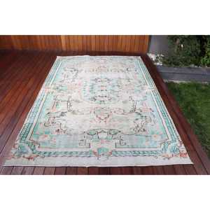 Alfombra Turca Vintage, Alfombra de 5.5x8.4 pies, Alfombra Grande Azul con Diseño de Patchwork - Product Image 1