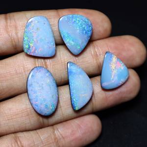 Lote de 5 Opales Australianos Naturales Dobles, Cabujón Multifuego, Formas Variadas, 16x13mm-22x13mm, 48 Quilates, para Joyería - Product Image 5