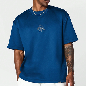 Alta calidad preencogido Unisex serigrafía 250GSM 100% algodón logotipo personalizado camiseta de gran tamaño para hombres Crew Fitness camiseta - Product Image 1