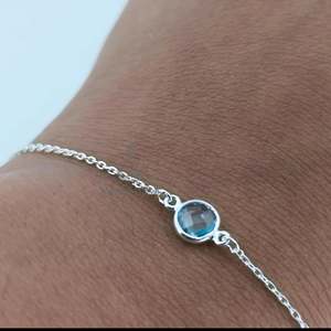 Pulsera Ajustable de Aguamarina Delicada en Plata de Ley 925 con Gema Natural Hecha a Mano, Joyería Única de Piedra de Nacimiento - Product Image 4