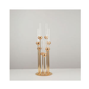 Decoración de boda de lujo chapado en oro 8 6 brazos candelabros con tubos de acrílico disponibles en gran oferta - Product Image 1