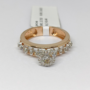 Anillo de Diamante Natural de Corte Brillante, Chapado en Rodio, Ligero, con Claridad SI, Color G-H, 0.44ct, Oro de 14K, Calidad Estándar, IGI - Product Image 1