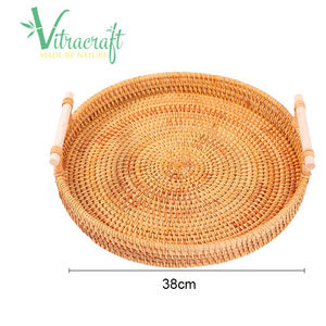 ชุดถาดหวายและไม้ไผ่สานพร้อมที่จับขนาด D38-D40-D42cm ชุดถาดหวายทรงกลมทำด้วยมือ3ชิ้น - Product Image 4