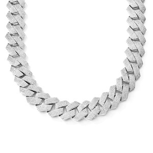 Chaîne de collier cubaine en moissanite audacieuse de fournisseur indien, style streetwear, pour les fêtes, unisexe, style glacé, 14K certifié - Product Image 2