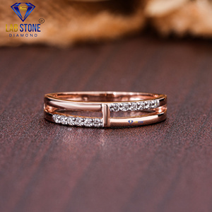 Lab-Stone Party Wear Bague en diamant 0.12 TDW Diamant taille ronde Or rose 18kt Couleur EF-VS - Product Image 1