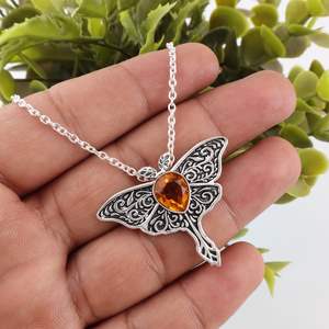 Collar de Plata de Ley con Colgante de Mariposa de Citrino, Estilo Antiguo, Filigrana, Joyería de Piedras Preciosas Hecha a Mano, Certificado IGI, Regalo - Product Image 2