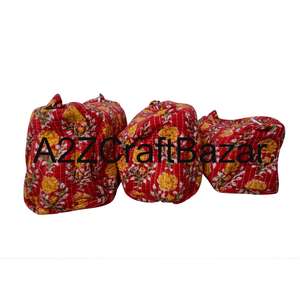 Trousse de maquillage en coton écologique réutilisable à fermeture éclair, matelassée, avec poignée souple, grande capacité, pour femmes, voyage - Product Image 2