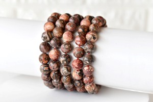 High Quality Leopardskin Jasper 8mm Round <b>Beaded</b> <b>Bracelet</b> Lovers Pattern Classic Style for Meditation Tibetan Buddhism Occasions - Product Image 1