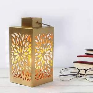 เชิงเทียนแบบโบราณสำหรับตกแต่งบ้านเทศกาลคริสต์มาสโคมไฟทองเหลืองแบบเรียวยาว - Product Image 3