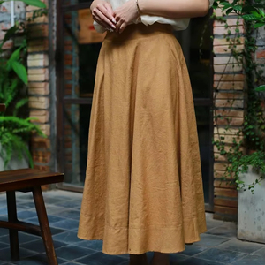 กระโปรงแมกซี่ผ้าเรยอนสีน้ำตาลหรูหราสำหรับผู้หญิงเอวสูงกระโปรงยาวลำลองมีกระเป๋าเอวสูงย้อมธรรมดา - Product Image 4