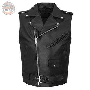 OEM Gilet de motard sans manches pour femmes en cuir de vachette de qualité supérieure ajustable intérieur doublé et poches fonctionnelles pour les longs trajets - Product Image 1