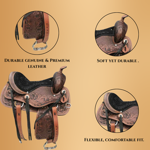 Sillín de barril de cuero occidental hecho a mano de alta calidad con 100% herramientas manuales y antojo para montar a caballo - Product Image 3